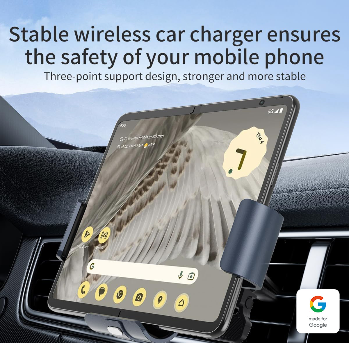 Fast Wireless Car Holder for Pixel Fold and Z Fold Series