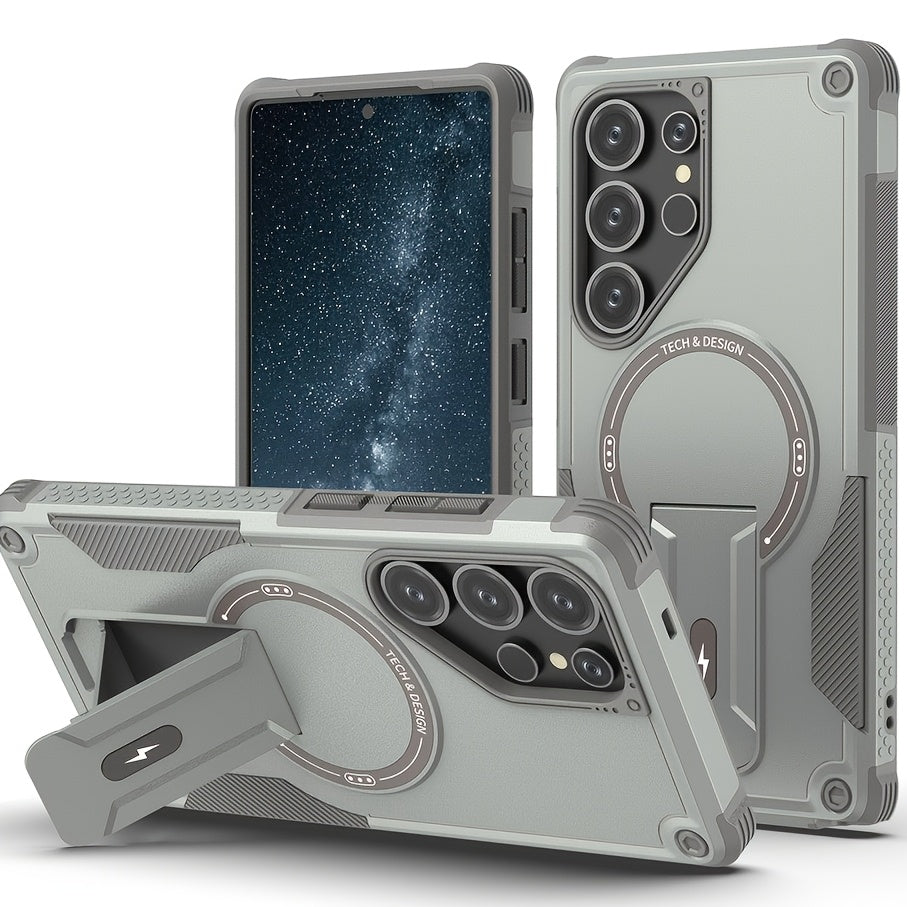 Samsung Galaxy S25 Magsafe Carbon Fiber Case with Built-In Stand