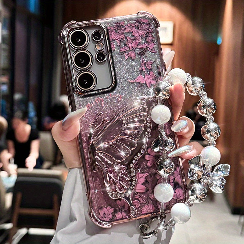 LuxeFloat – Quicksand Glitter Butterfly Case with Bracelet for Galaxy S Series