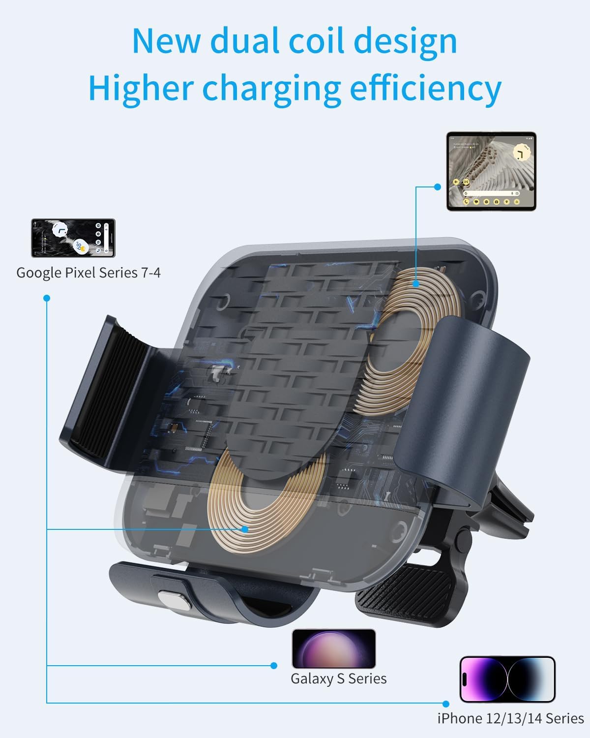 Fast Wireless Car Holder for Pixel Fold and Z Fold Series