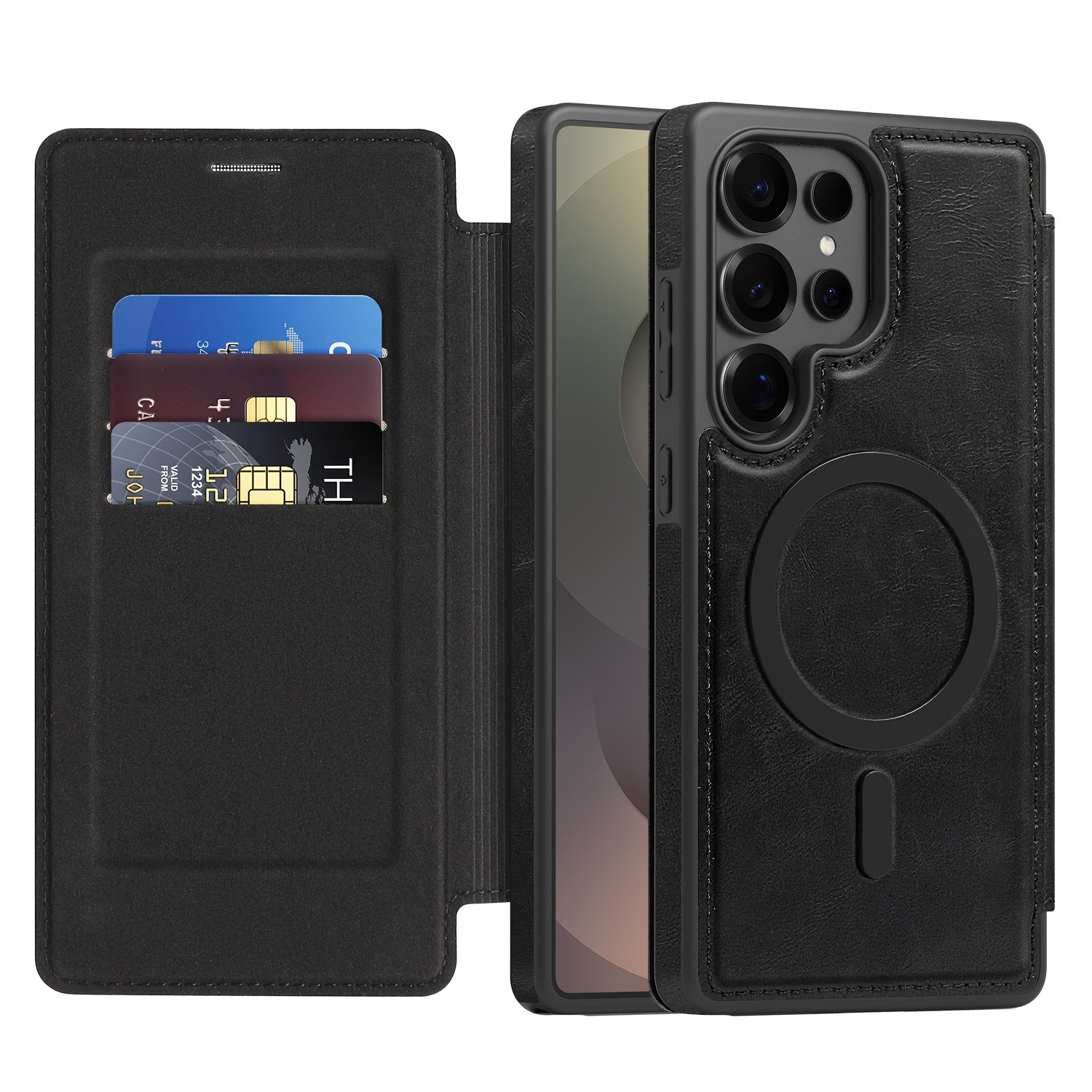 Magnetic Flip Card Holder Case for Galaxy S Series
