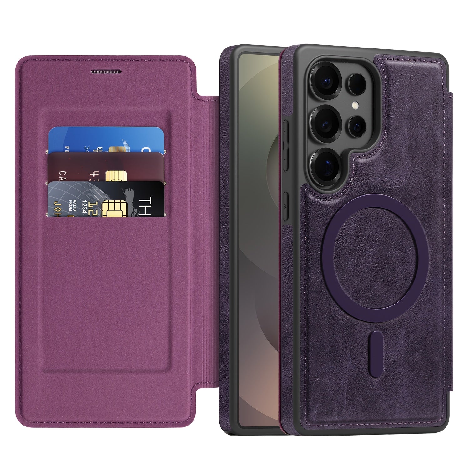 Magnetic Flip Card Holder Case for Galaxy S Series