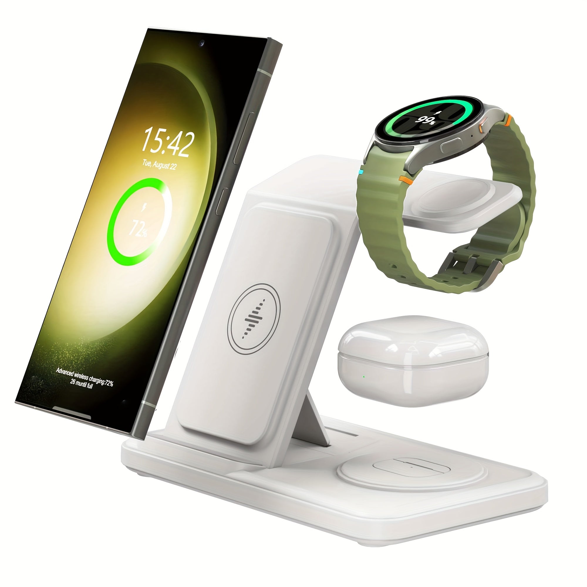 FlexCharge Station – 3-in-1 Foldable Wireless Charging Dock for Samsung Devices