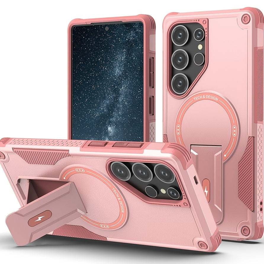 Samsung Galaxy S25 Magsafe Carbon Fiber Case with Built-In Stand