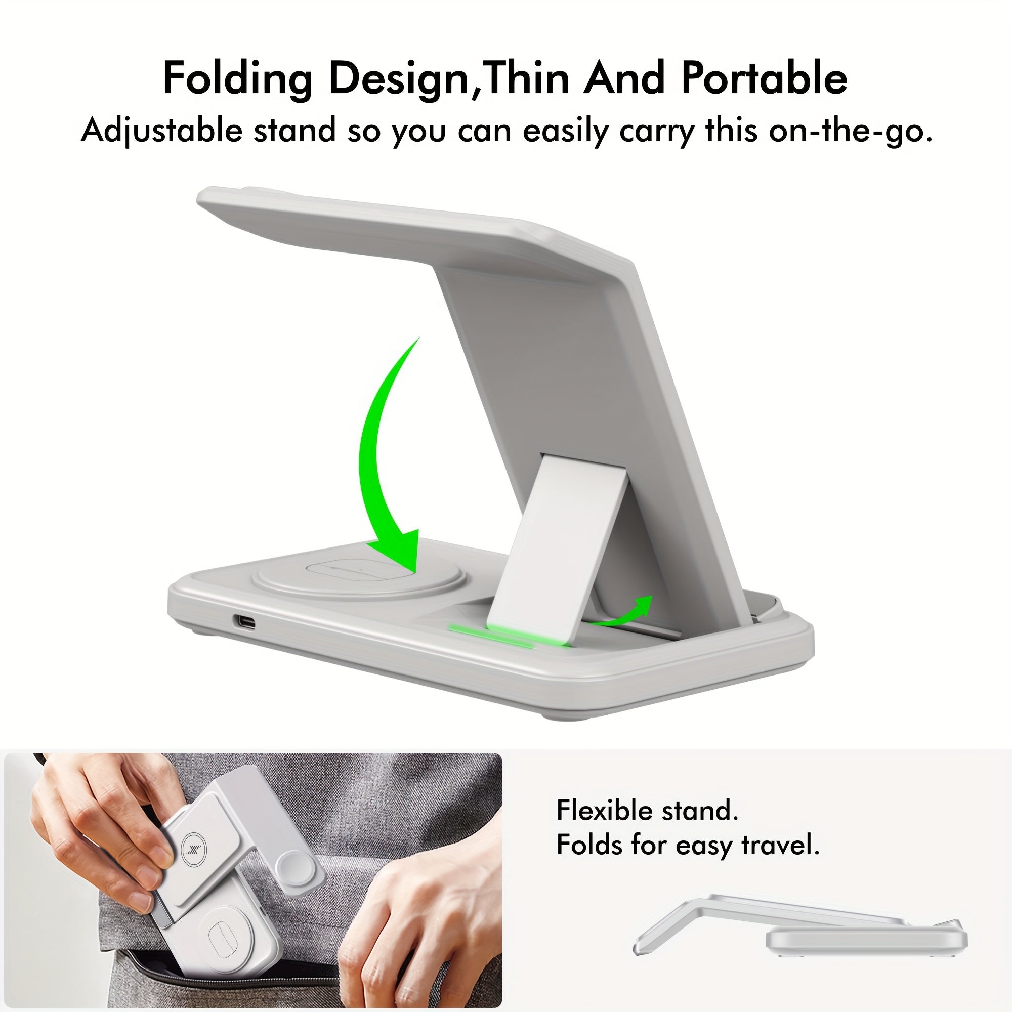 FlexCharge Station – 3-in-1 Foldable Wireless Charging Dock for Samsung Devices