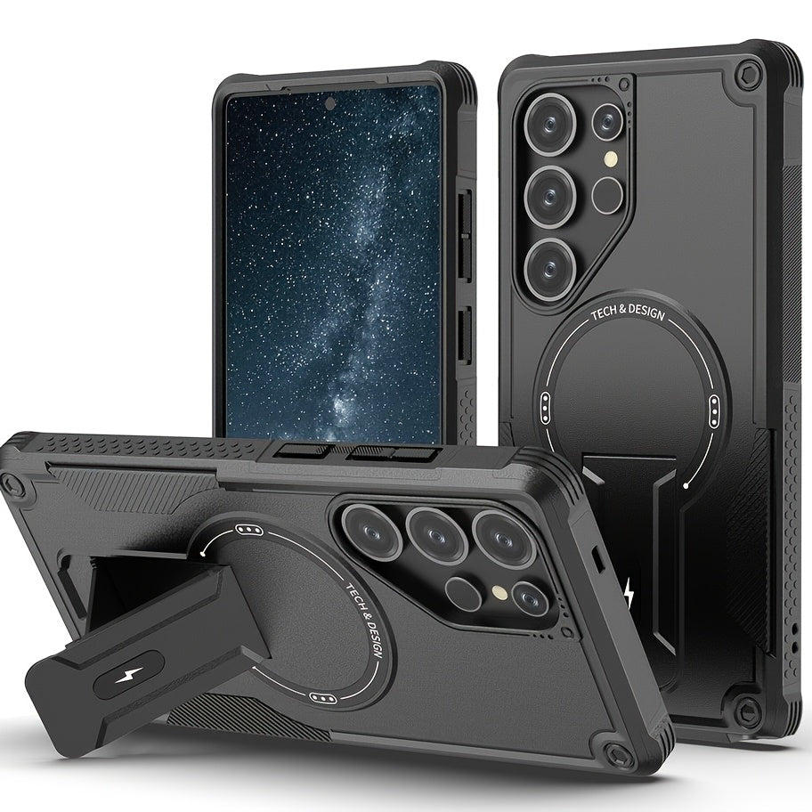 Samsung Galaxy S25 Magsafe Carbon Fiber Case with Built-In Stand