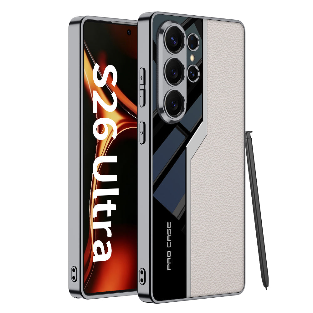 Samsung Galaxy S Ultra Leather Case – Electroplated Matte Back Cover