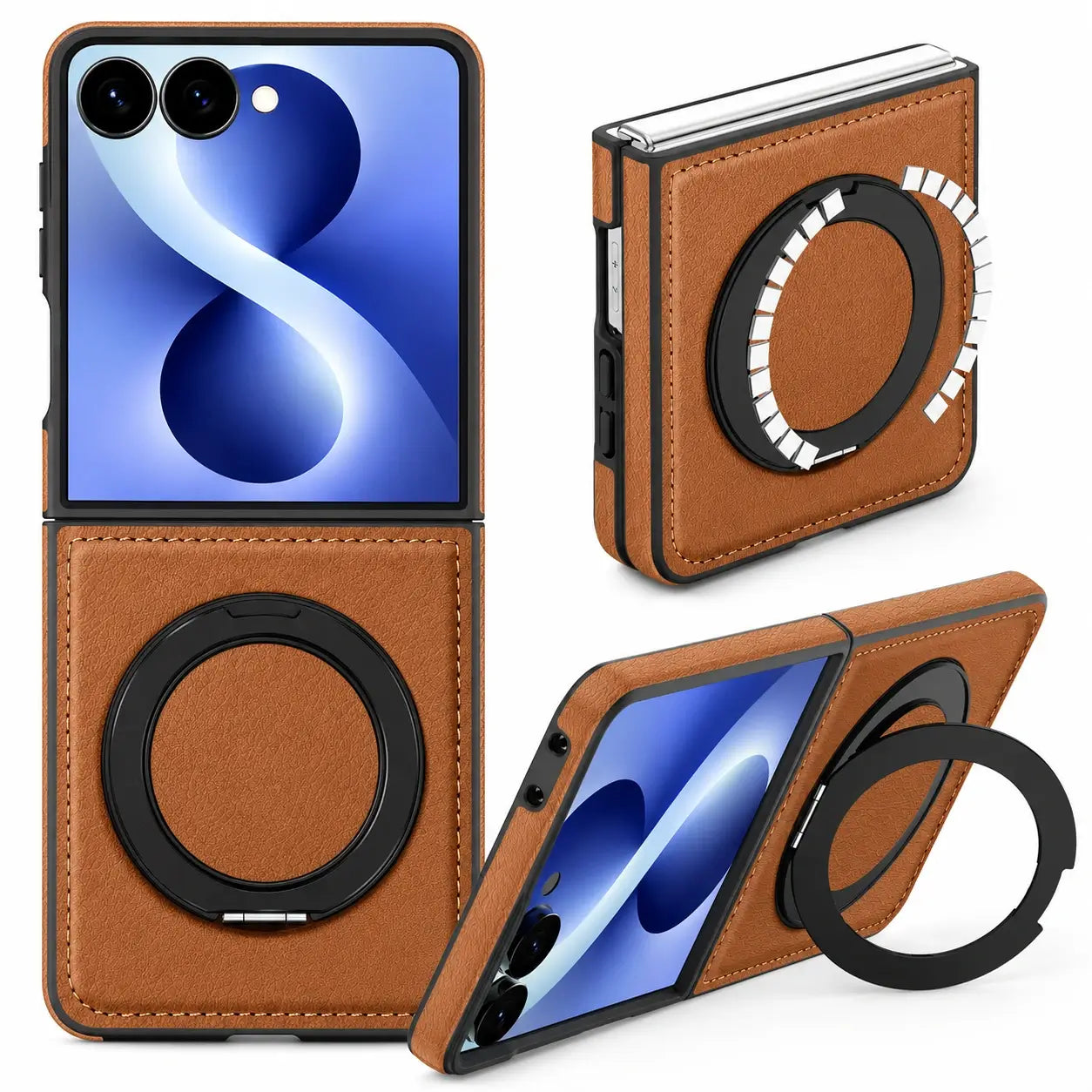 Samsung Galaxy Z Flip 8 Leather MagSafe Kickstand Case