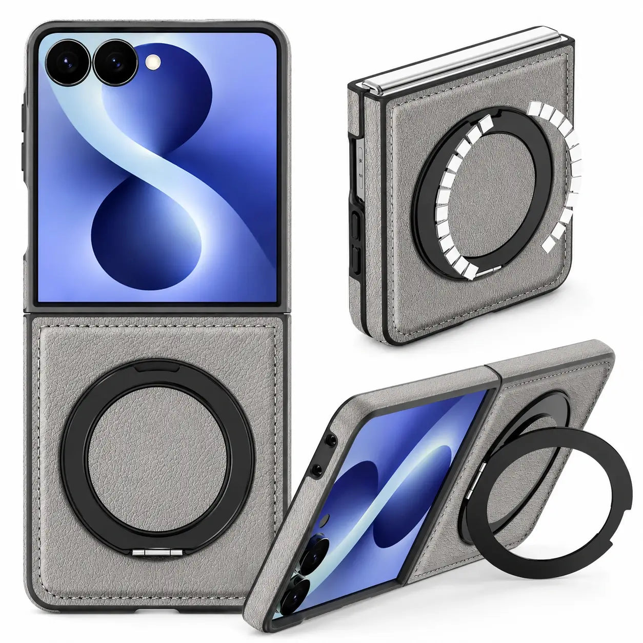 Samsung Galaxy Z Flip 8 Leather MagSafe Kickstand Case