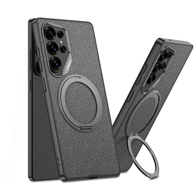 Samsung Galaxy S26 Ultra MagSafe Leather Case - Rotating Stand Back Cover - Odin case