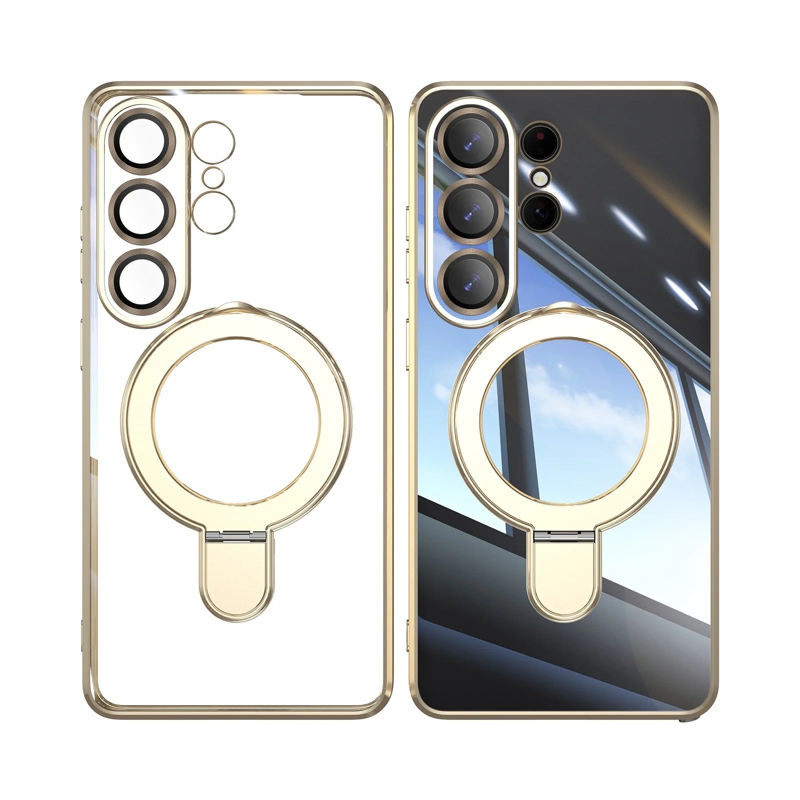 Samsung Galaxy S26 Ultra MagSafe Clear Case – Plated Ring Stand Cover