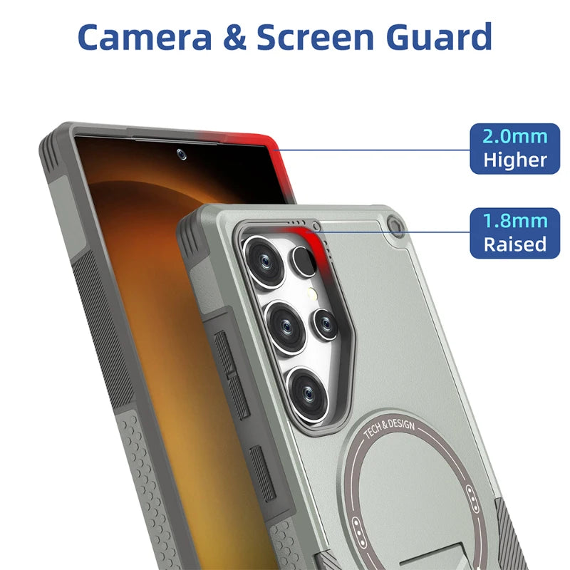 Samsung Galaxy S25 Ultra MagSafe Armor Case with Built-In Stand