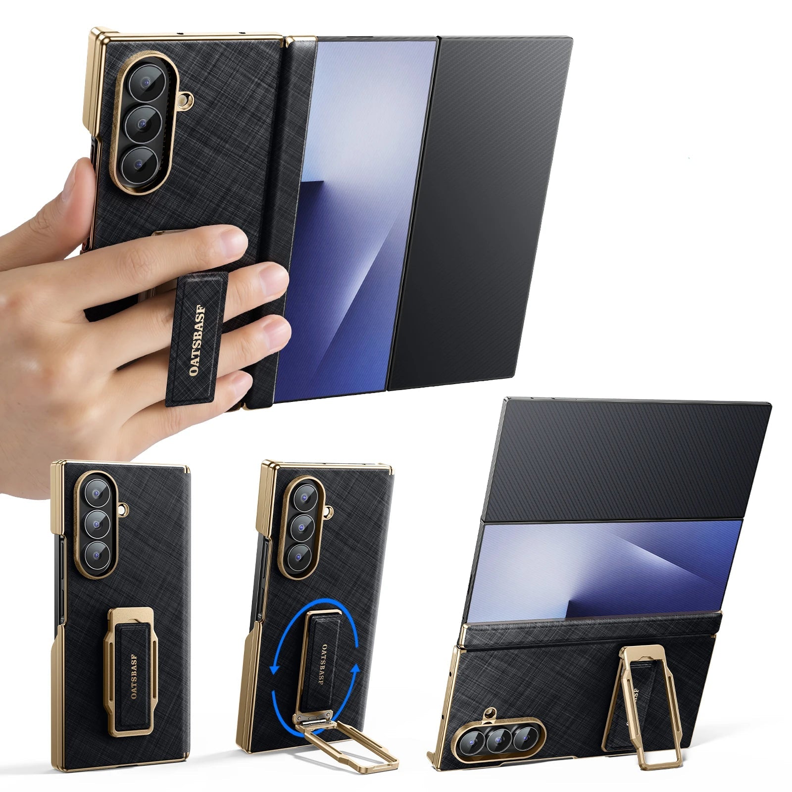 Samsung Galaxy Z TriFold Leather Case with Rotating Stand – Slim Cover