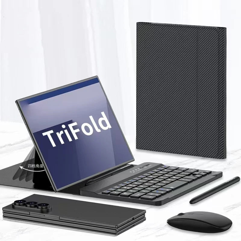Samsung Galaxy Z TriFold Leather Magnetic Keyboard Case with Mouse