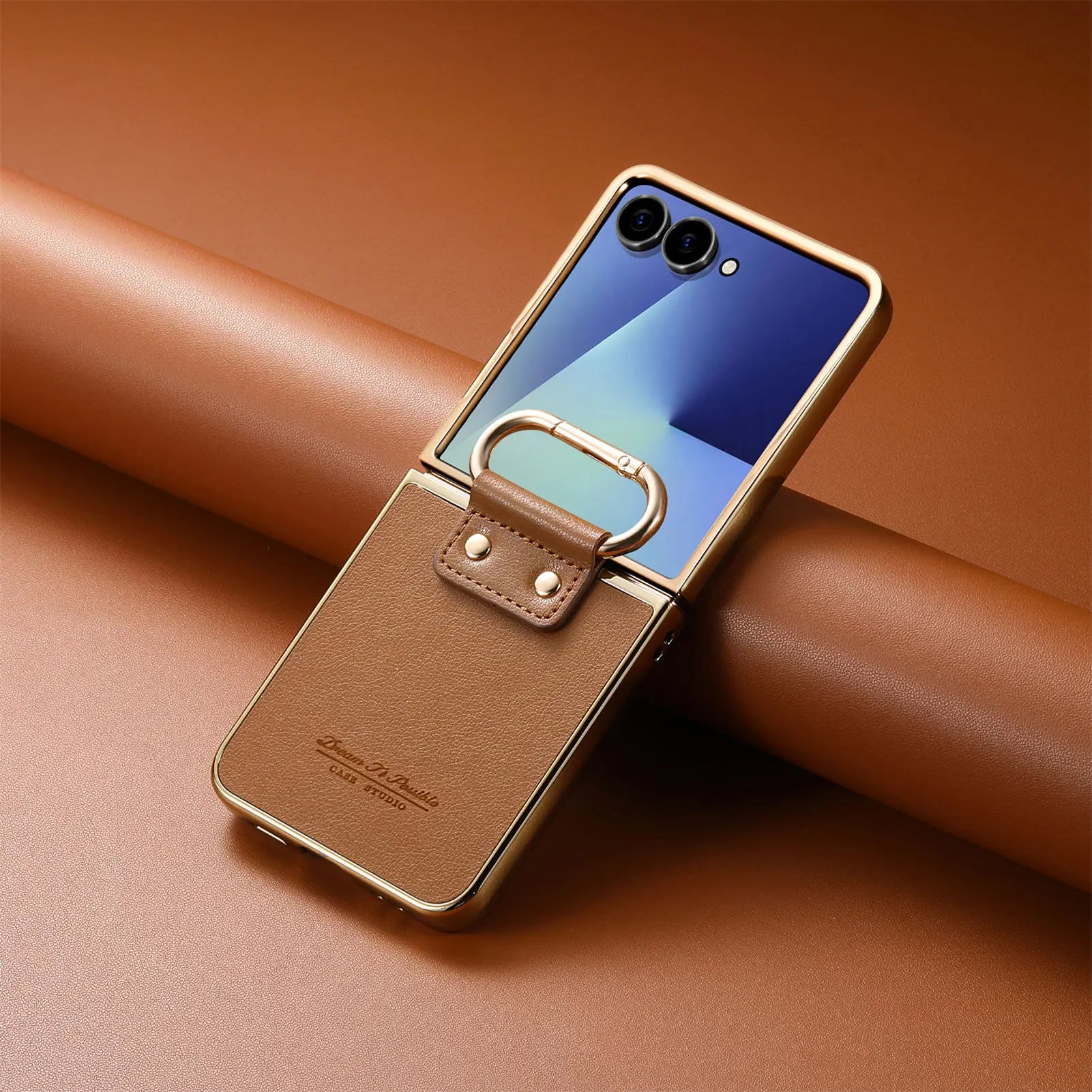 Samsung Galaxy Z Flip 8 Luxury Leather Ring Holder Case