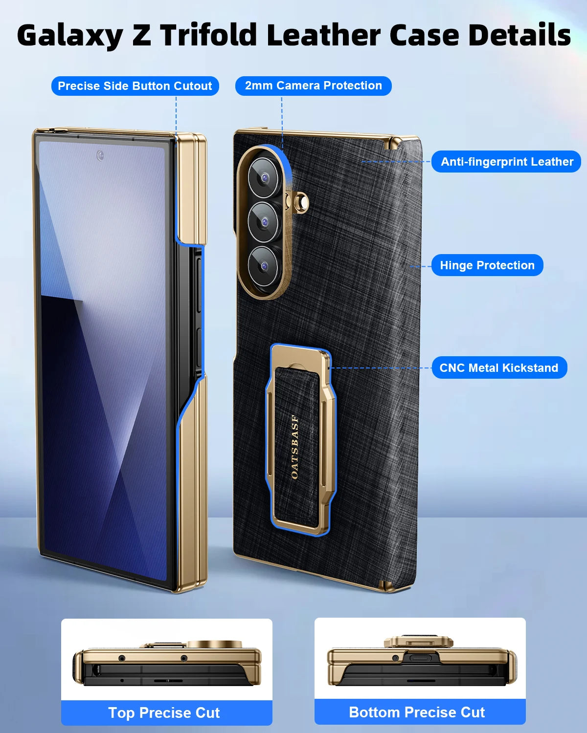 Samsung Galaxy Z TriFold Leather Case with Rotating Stand – Slim Cover