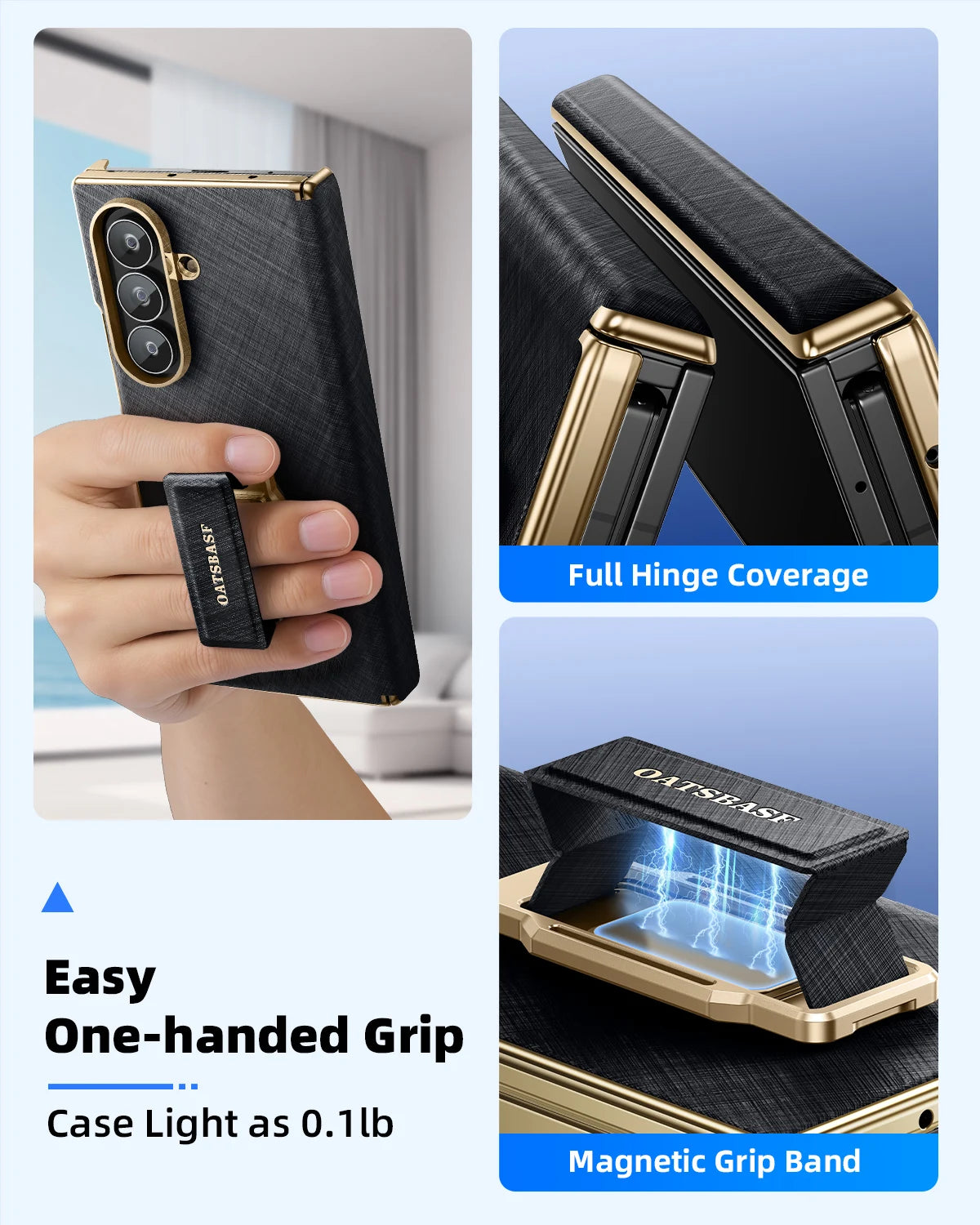 Samsung Galaxy Z TriFold Leather Case with Rotating Stand – Slim Cover