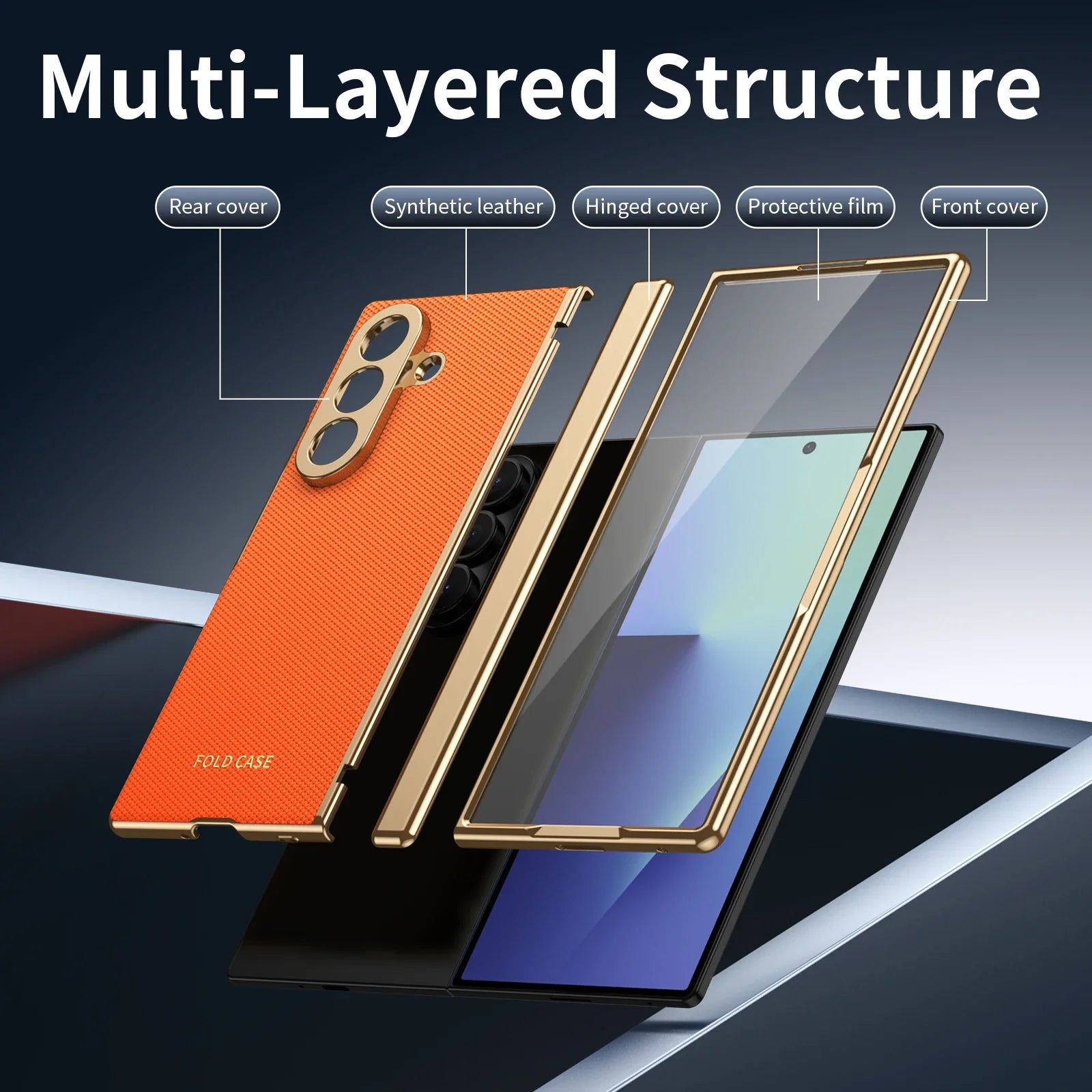 Luxury Leather Armor Case with Hinge & Screen Protection for Samsung Galaxy Z Fold 8