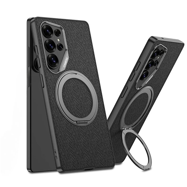 Samsung Galaxy S26 Ultra MagSafe Leather Case - Rotating Stand Back Cover - Odin case