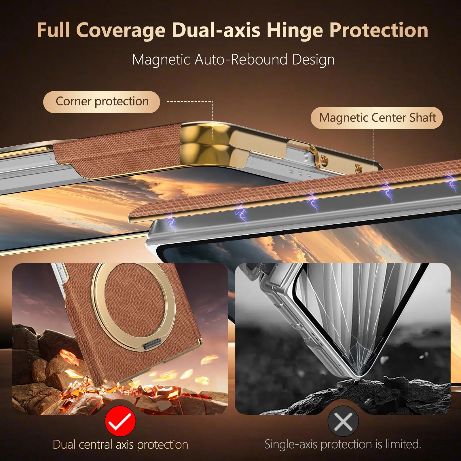 Samsung Galaxy Z Fold 8 Luxury Leather Ring Stand Case