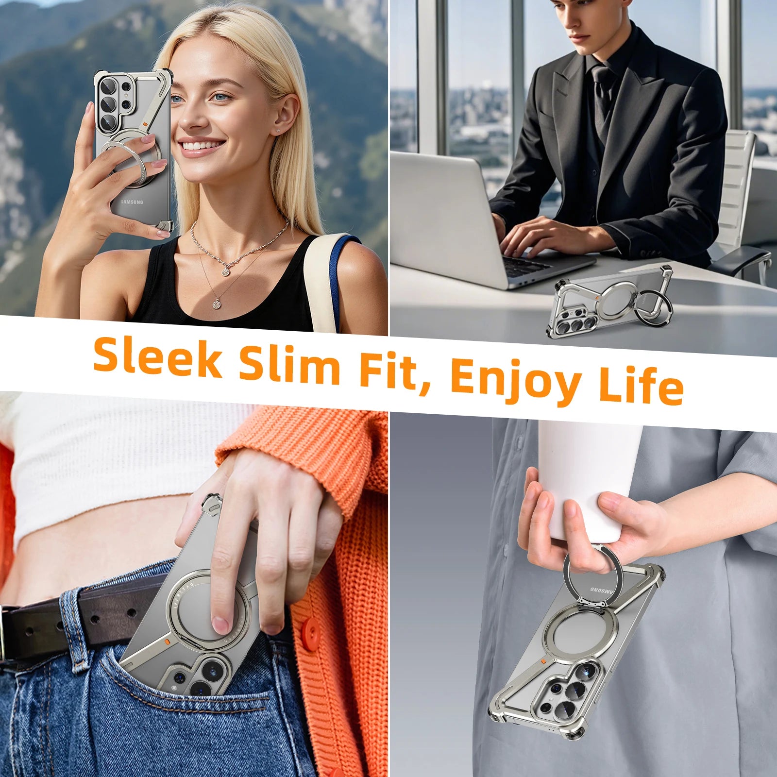 Samsung Galaxy S26 Ultra Metal MagSafe Bumper Case – 360° Rotating Stand