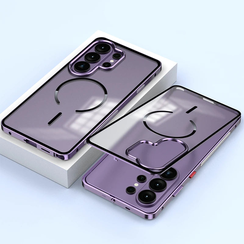 Samsung Galaxy S26 Ultra Metal Frame MagSafe Case – Clear Acrylic Cover