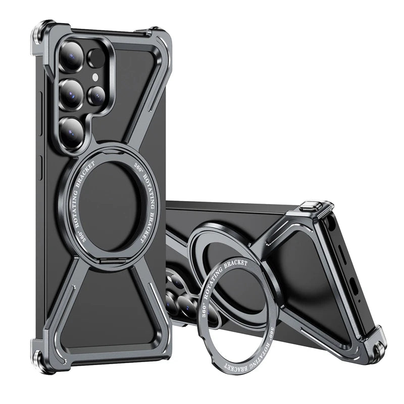 MagFrame 360 – Heavy-Duty Magnetic Aluminum Case with Rotating Stand for Galaxy S Ultra Series