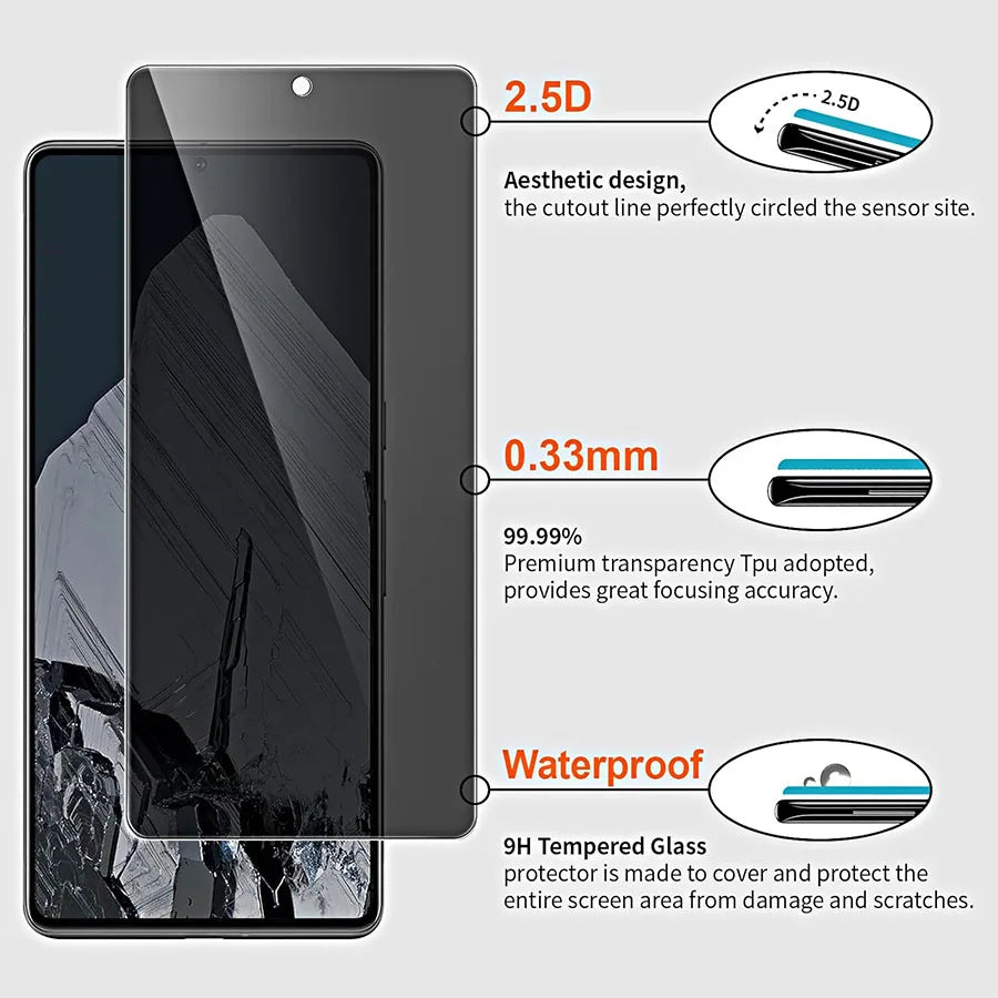 3D Anti Spy Tempered Glass For Google Pixel Series