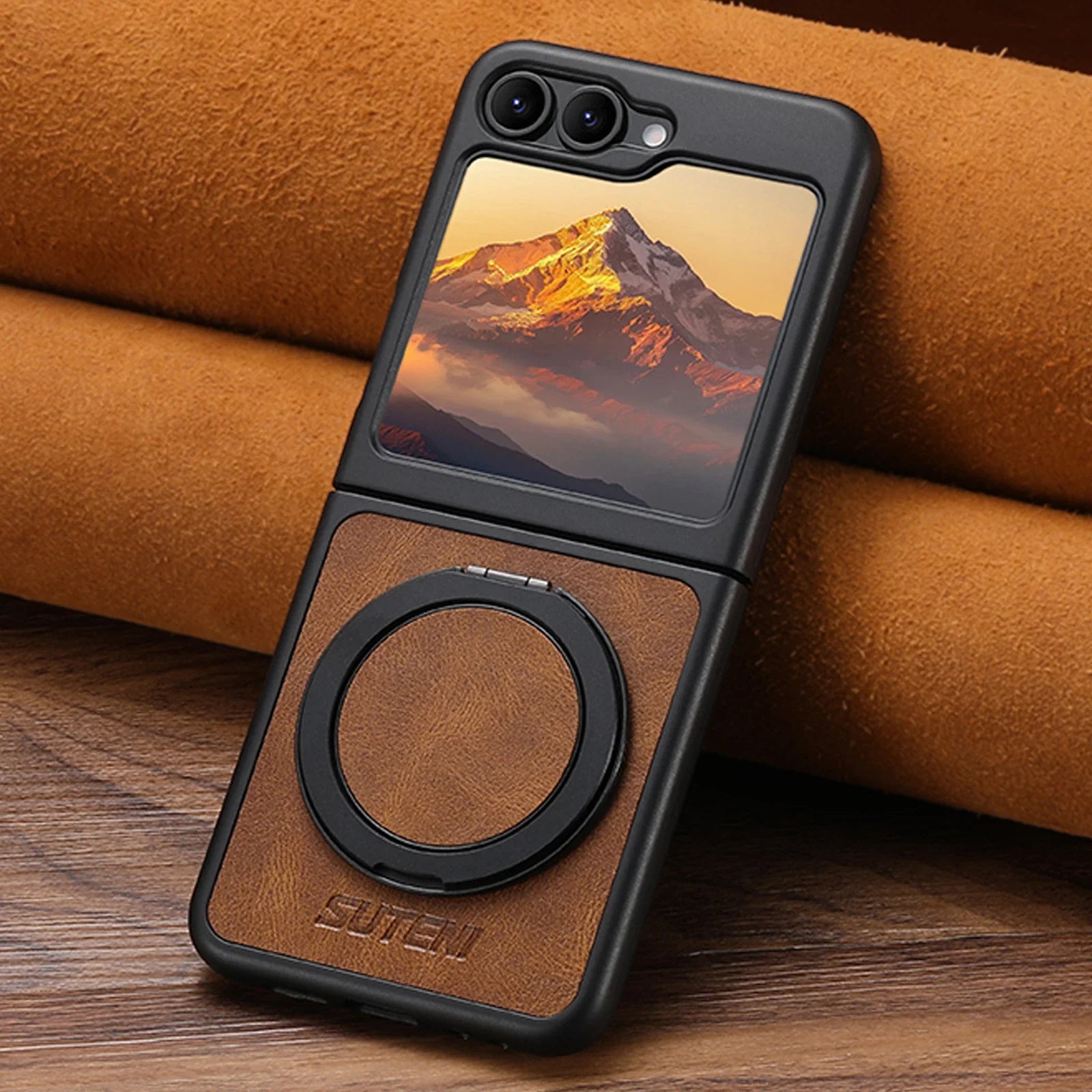 Leather MagSafe Ring Stand Case for Z Flip Series