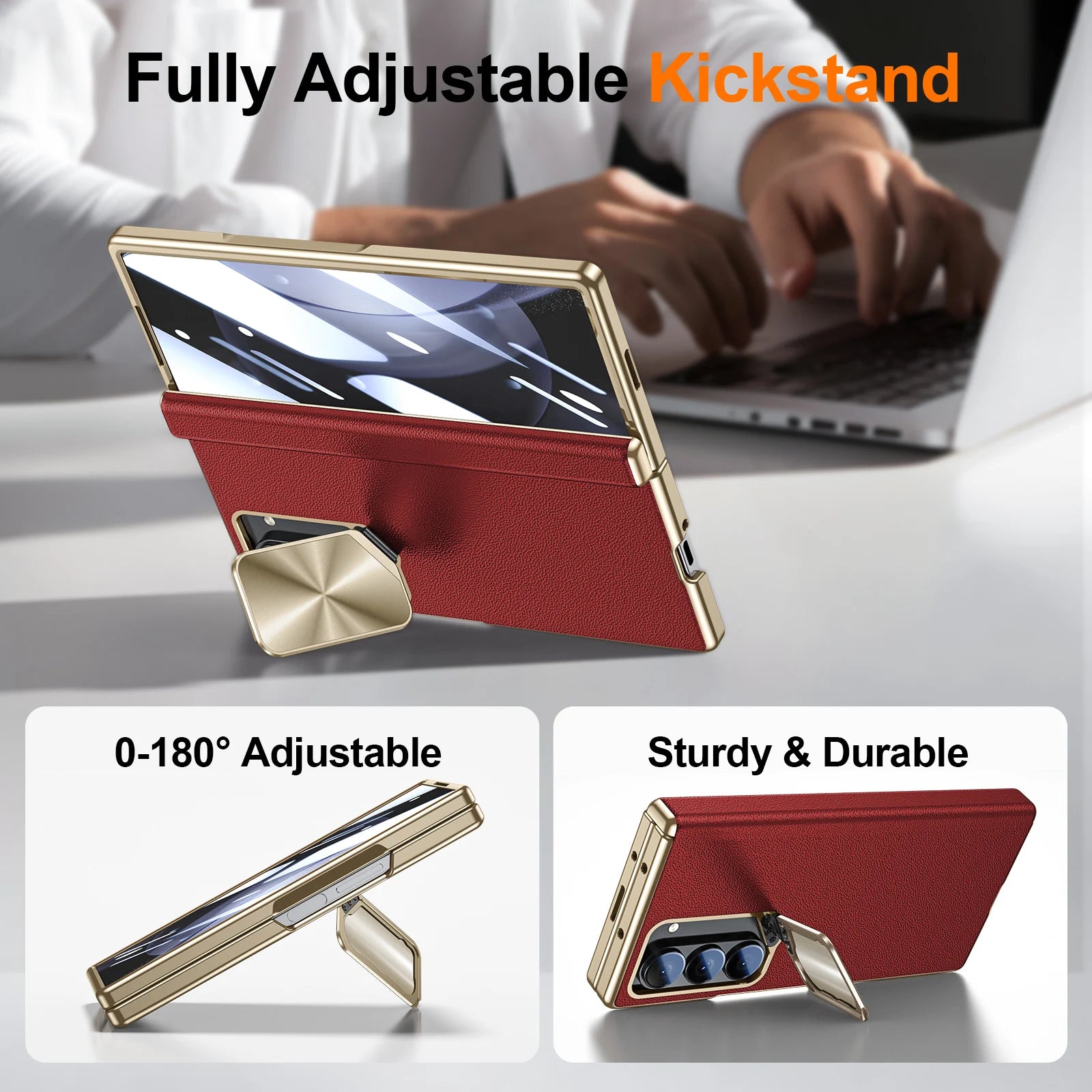 Z Fold 6 Leather Case with Lens and Screen Protection