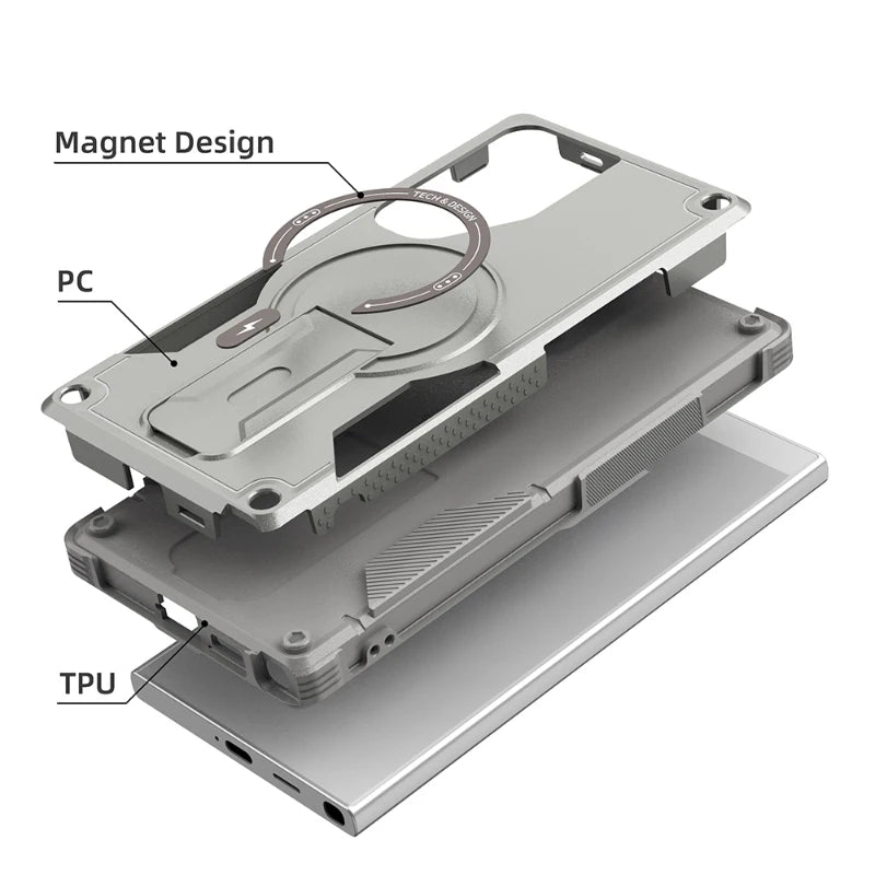 Samsung Galaxy S25 Ultra MagSafe Armor Case with Built-In Stand