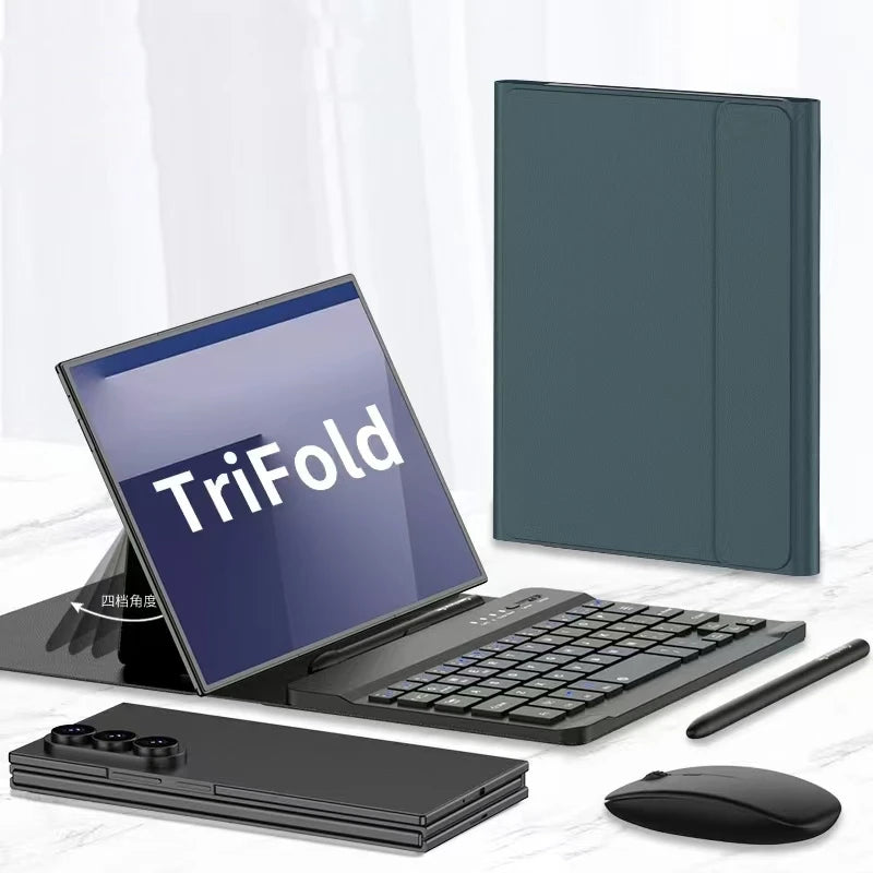 Samsung Galaxy Z TriFold Leather Magnetic Keyboard Case with Mouse