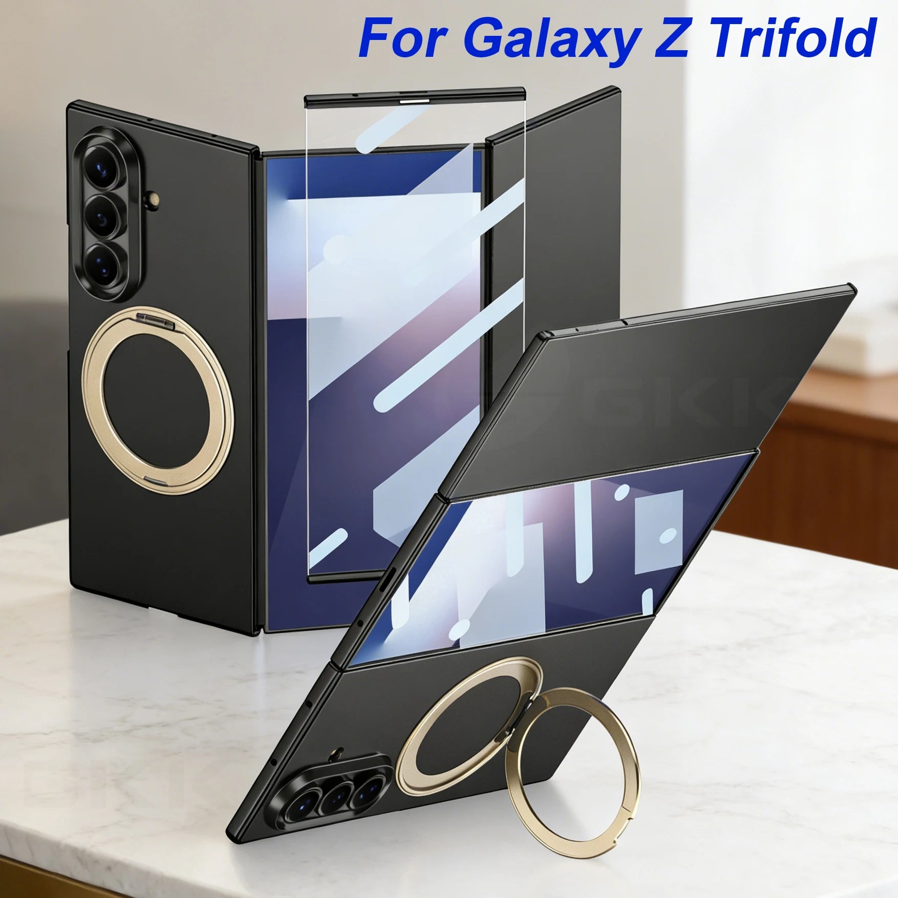 Samsung Galaxy Z TriFold Magnetic Ring Holder Case – Glass Cover