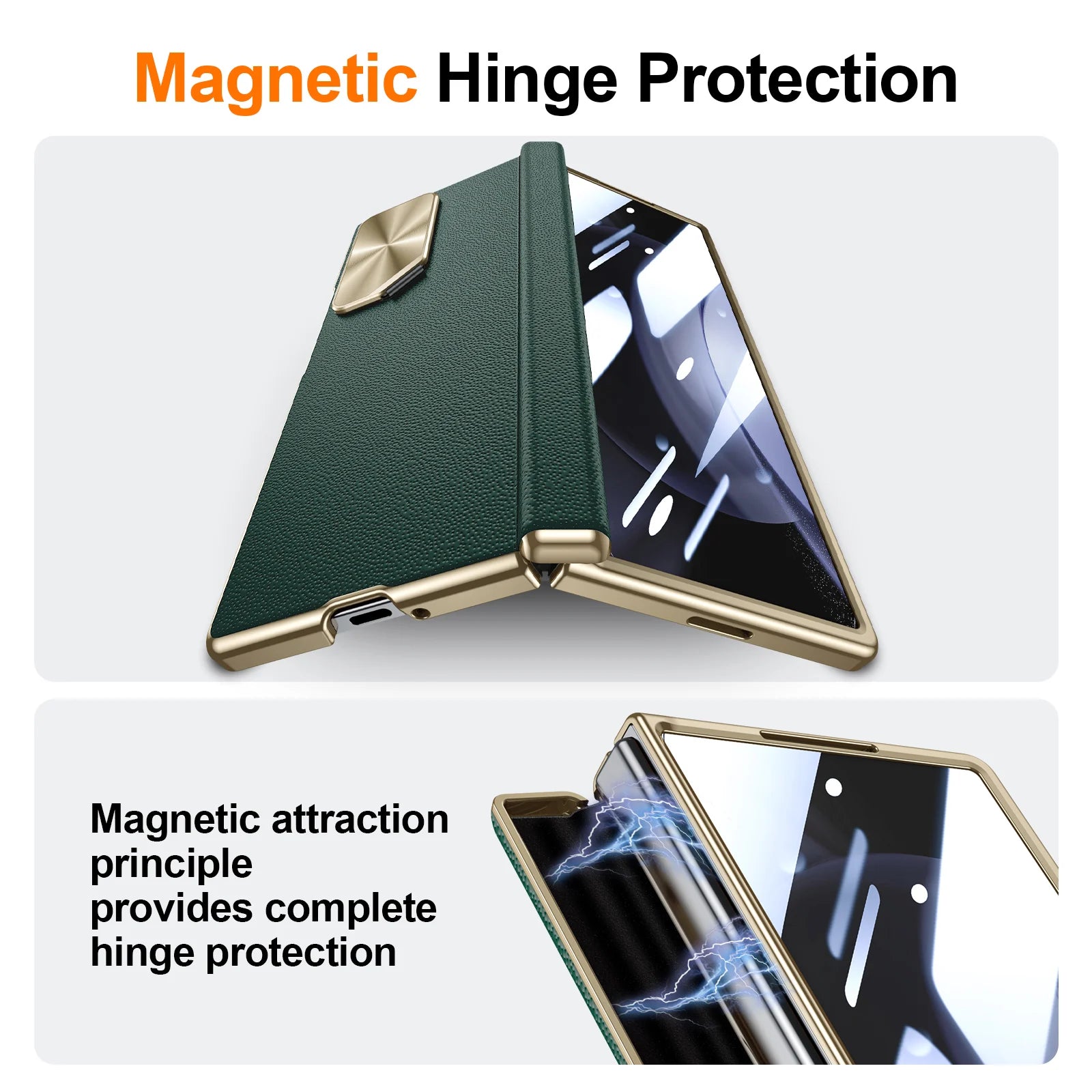 Z Fold 6 Leather Case with Lens and Screen Protection