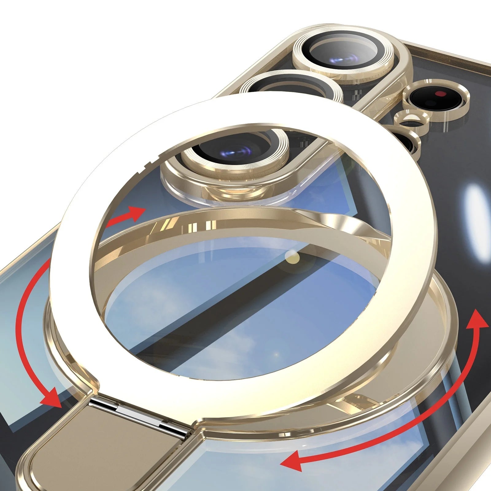 Samsung Galaxy S26 Ultra MagSafe Clear Case – Plated Ring Stand Cover