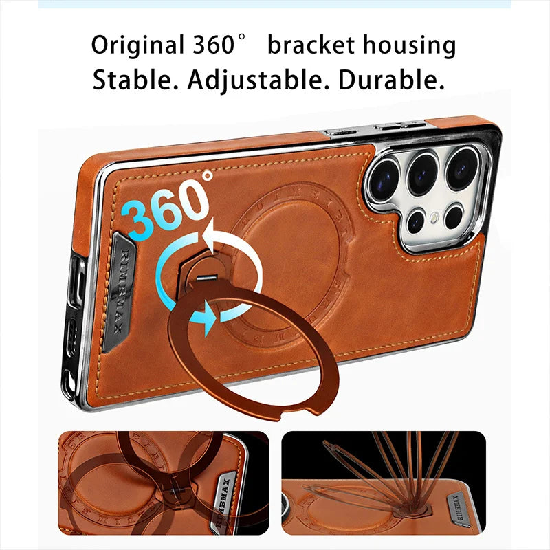 Samsung Galaxy S MagSafe Leather Case – Rotating Stand Back Cover