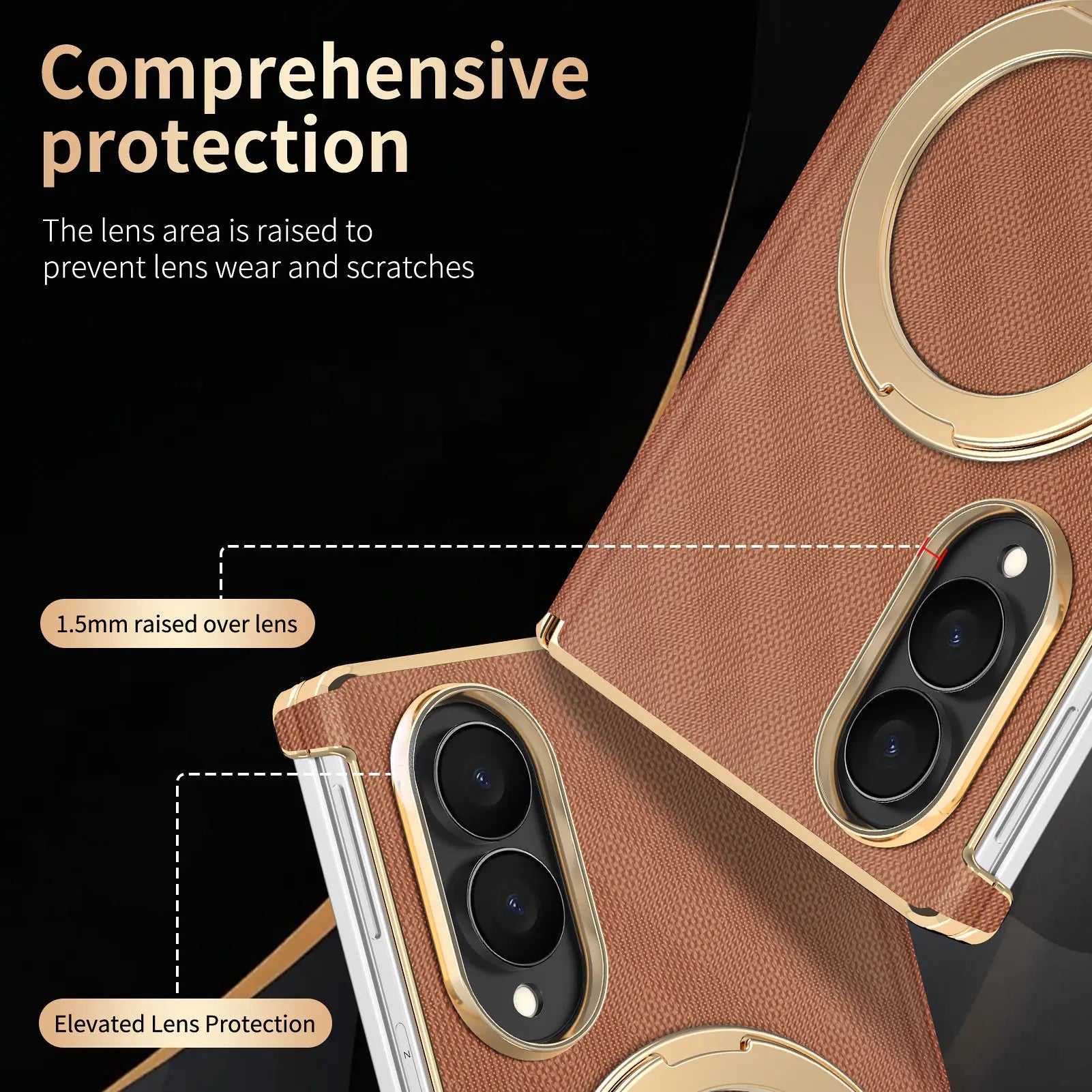 Samsung Galaxy Z Fold 8 Luxury Leather Ring Stand Case