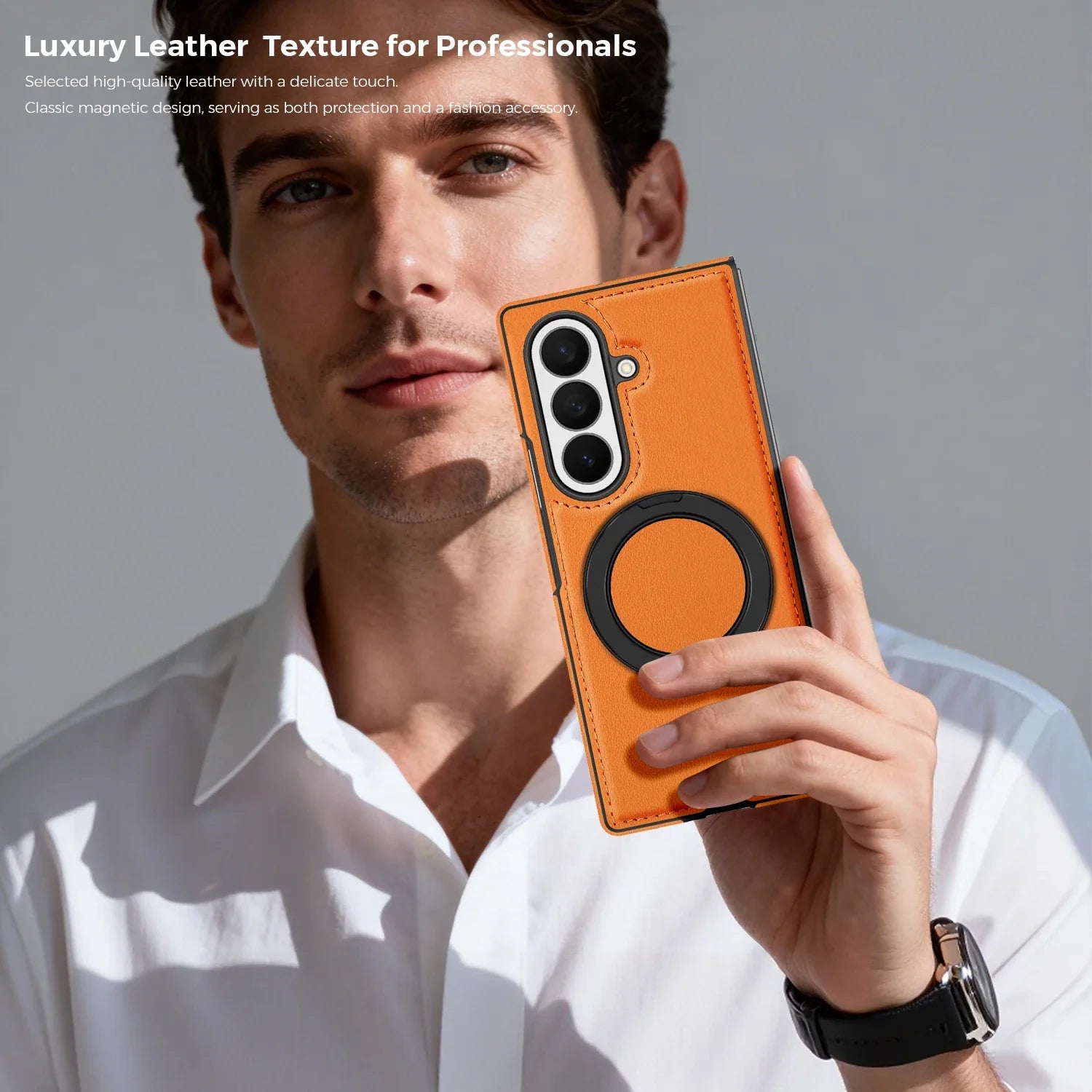 MagSafe Leather Ring Stand Case for Samsung Galaxy Z Fold 8