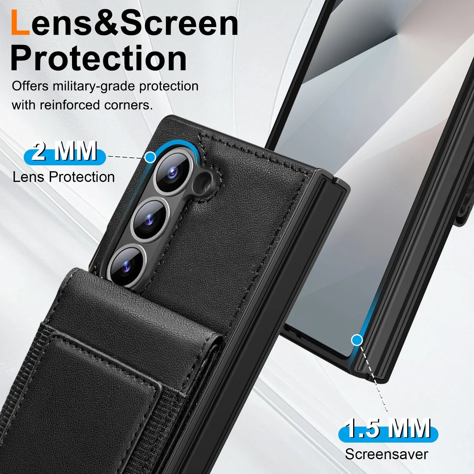 FoldLux Wallet – Leather Folio Case with Built-in Screen Protector for Z Fold Series