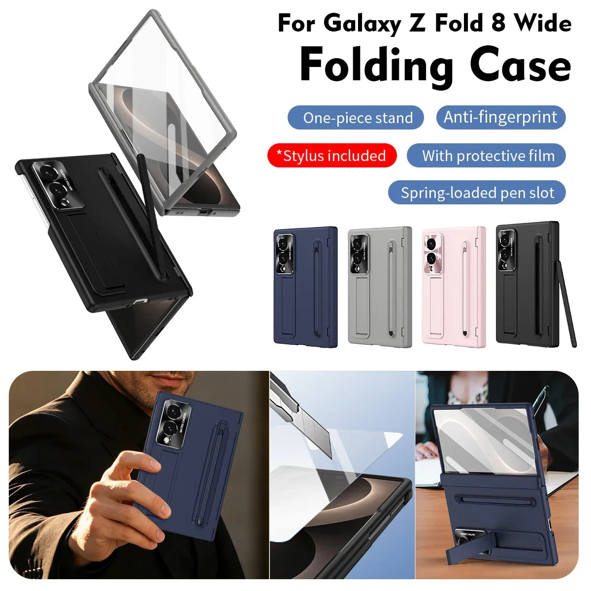 S Pen Holder Kickstand Case for Samsung Galaxy Z Fold 8