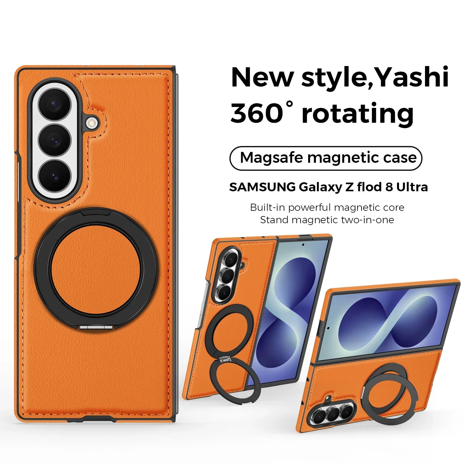 MagSafe Leather Ring Stand Case for Samsung Galaxy Z Fold 8