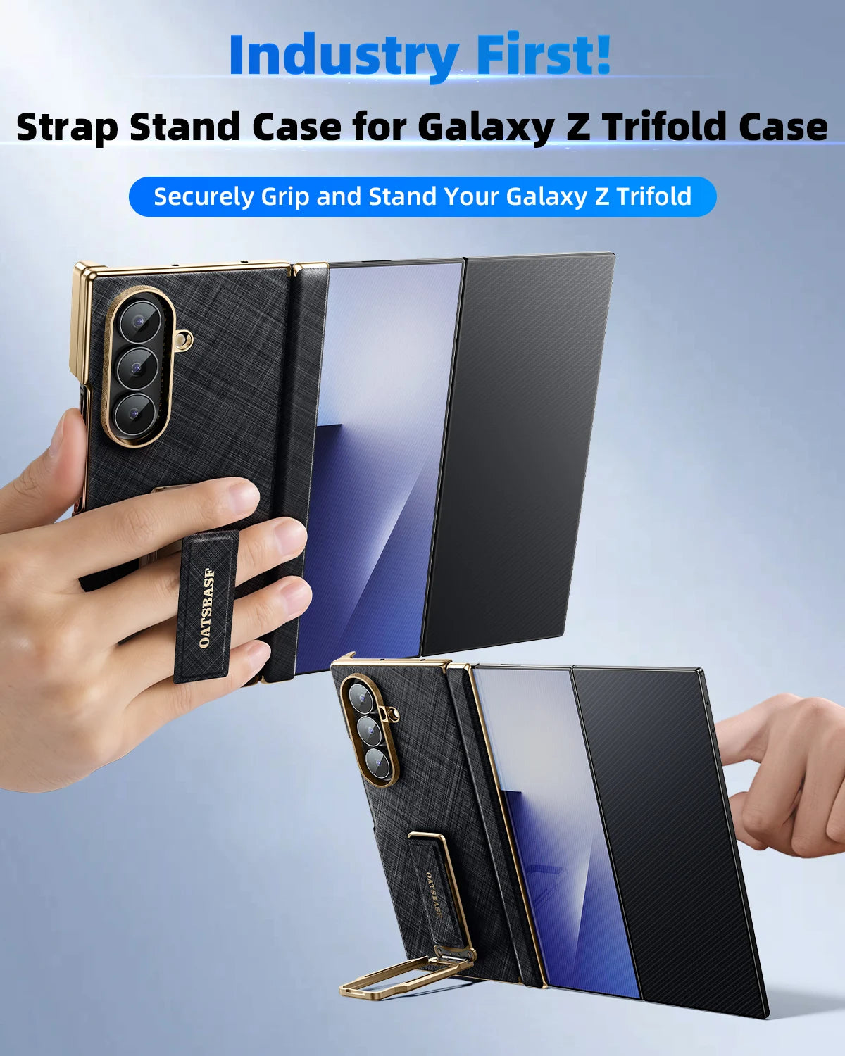 Samsung Galaxy Z TriFold Leather Case with Rotating Stand – Slim Cover