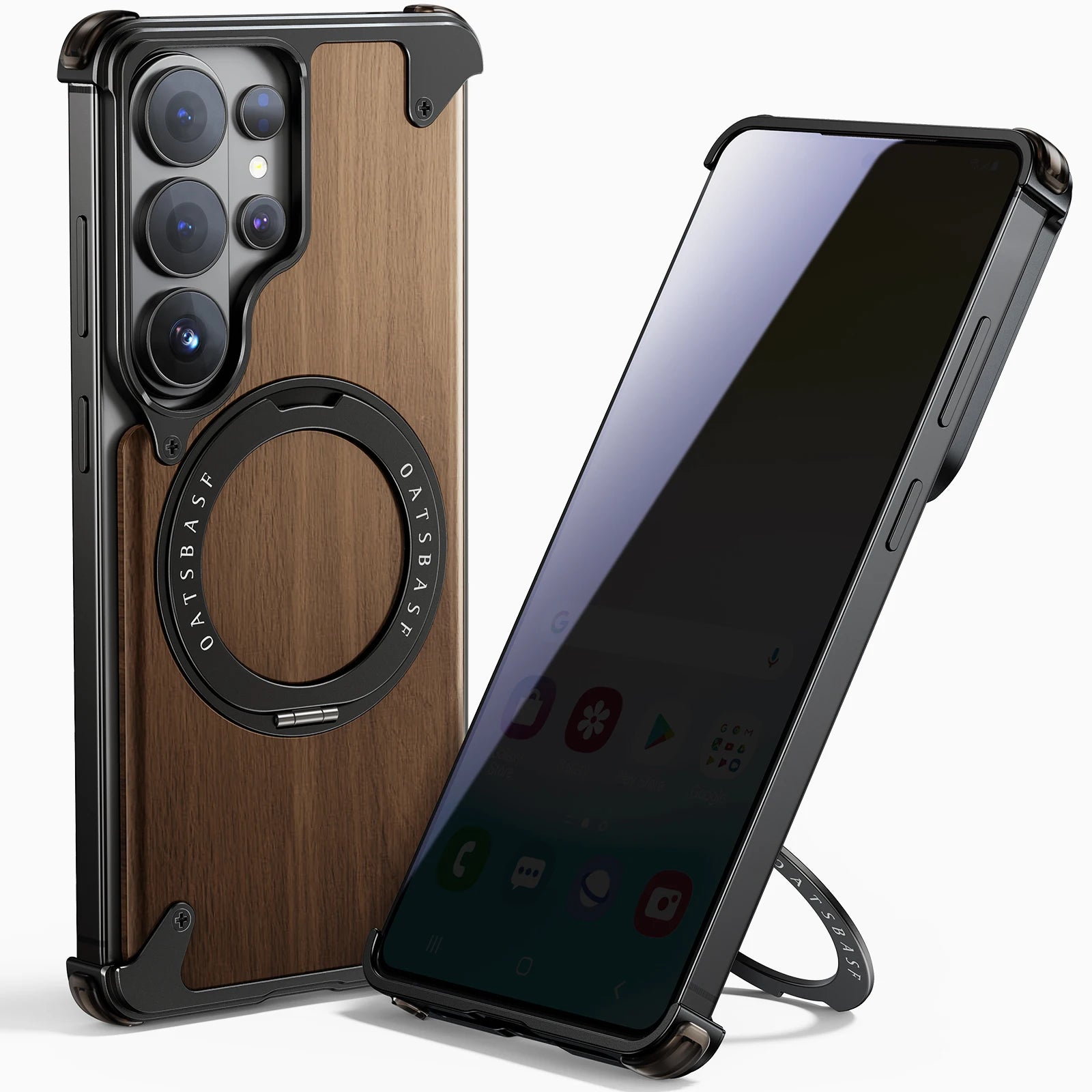 Samsung Galaxy S26 Ultra MagSafe Wood Case – 360° Ring Stand Cover