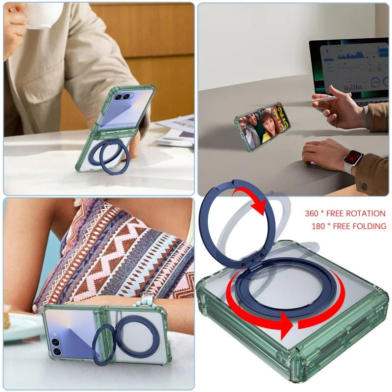 Samsung Galaxy Z Flip 8 Clear Magsafe Ring Stand Case