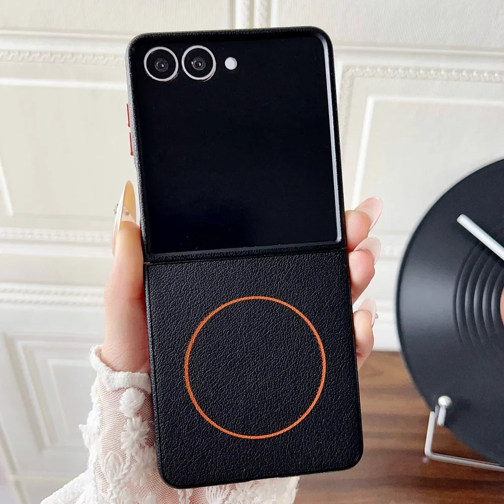 Elegant Leather MagSafe Case for Galaxy Z Flip 5/6/7