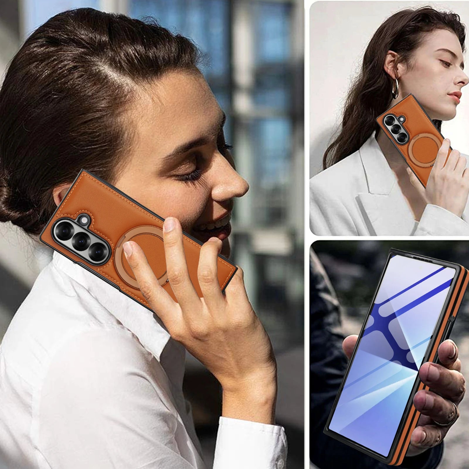 Magsafe Leather Stand Case for Galaxy Z Fold Phone Series