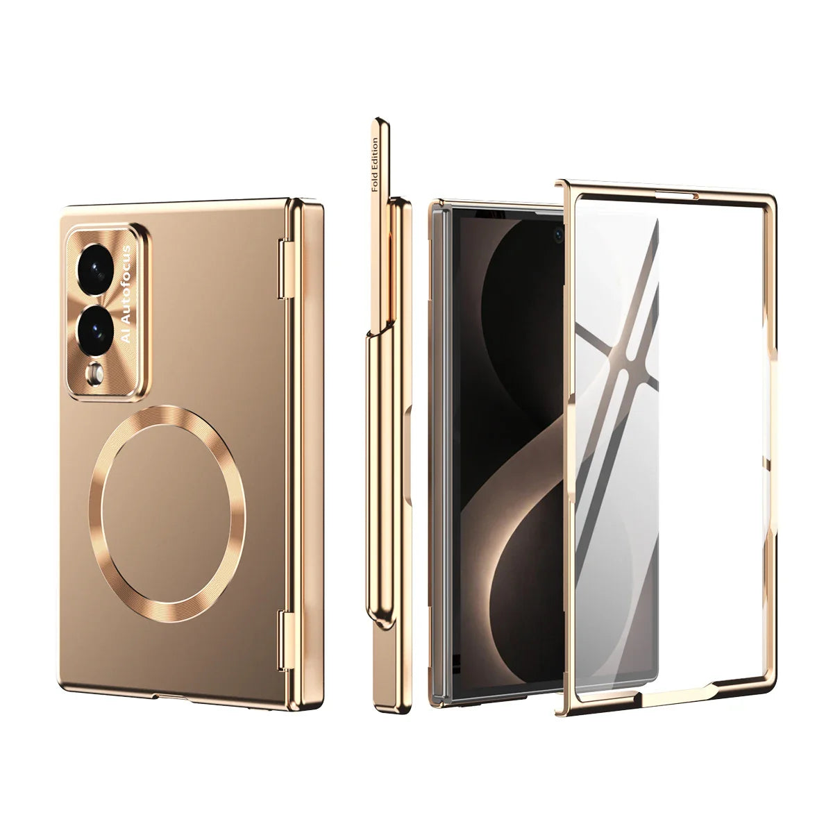 Magnetic Hinge Case with Glass & Stylus for Samsung Galaxy Z Fold 8