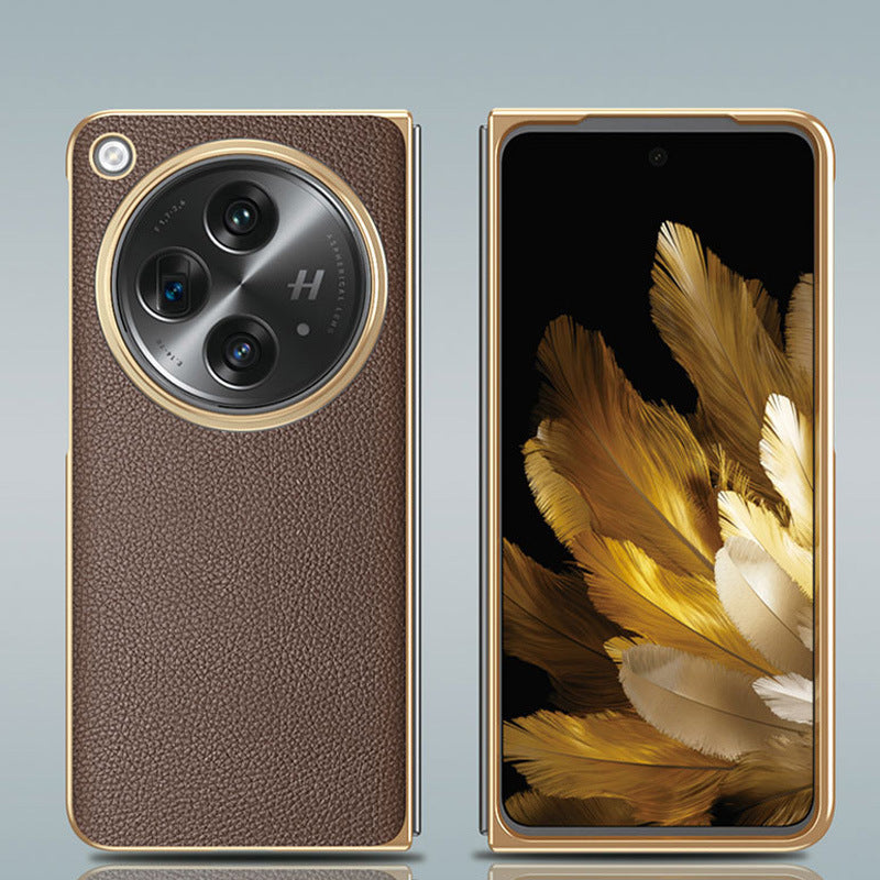 EliteLeather Case for OnePlus Open | Genuine Leather with Electroplated Frame