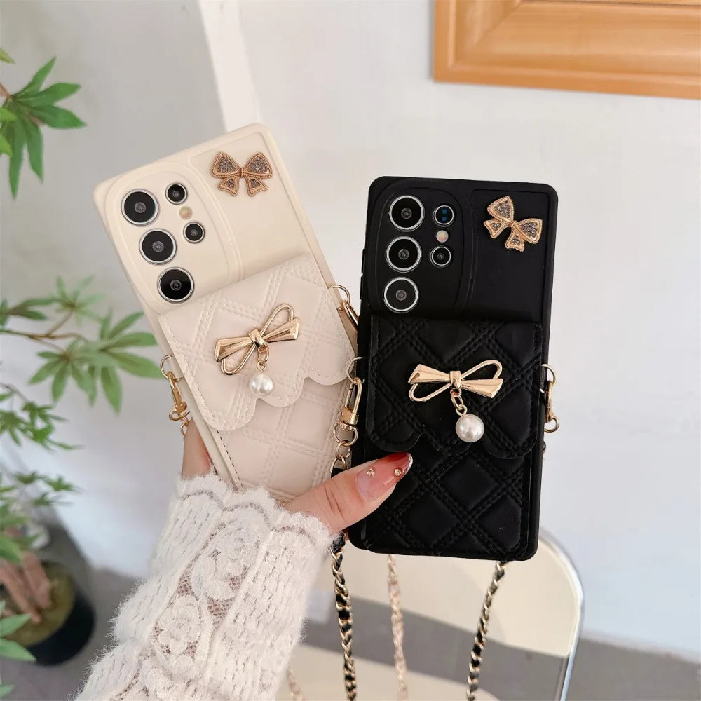CharmBow Crossbody – 3D Bowknot Wallet Phone Case for Galaxy S Series