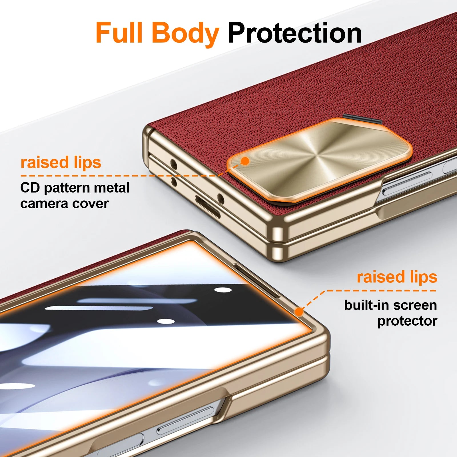 Z Fold 6 Leather Case with Lens and Screen Protection